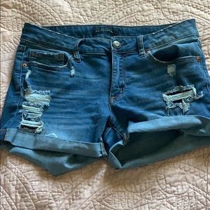 Dark ripped jean shorts